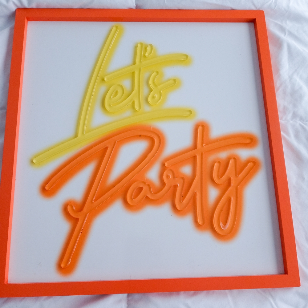 Let's Party Orange and Yellow Party Sign